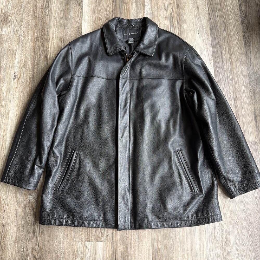 Vintage Croft & Barrow Men's Leather Moto Bomber Jacket size XL 90s Grunge Biker
